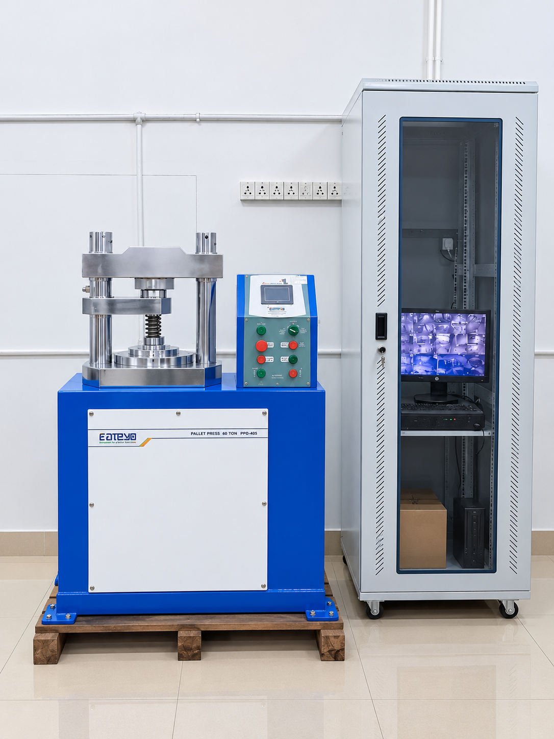Pellet Press for sample preparation at Indiano Chrome Quality Control Laboratory